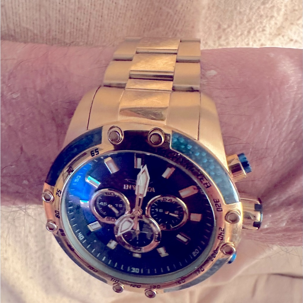 Invicta Men's Watch 50mm SPEEDWAY SCUBA Quartz Chrono Sapphire Blue Gold SS - Picture 2 of 11